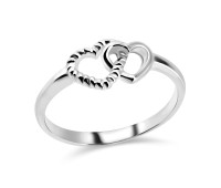 Double Hearts Silver Ring NSR-456